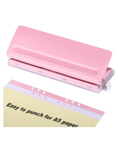 Perforadora de 6 Agujeros WORKLION Ajustable Rosa para A4/A5/A6