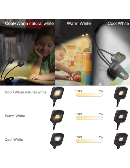 Luz de libro BIGLIGHT LED regulable con clip y 3 modos