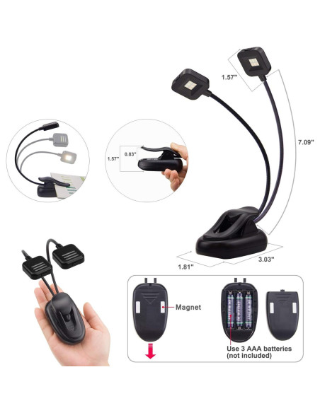 Luz de libro BIGLIGHT LED regulable con clip y 3 modos