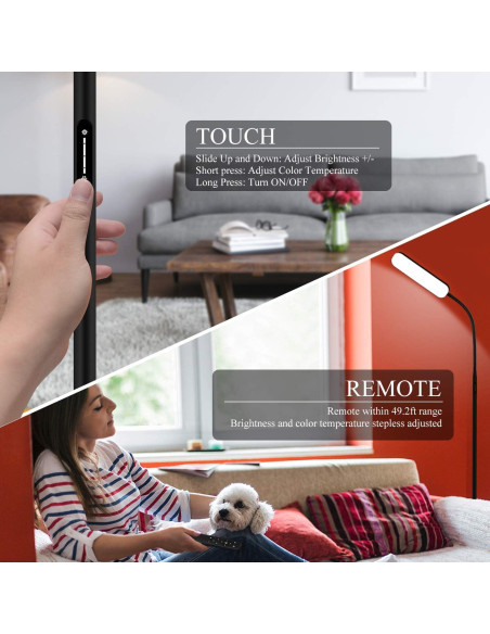 Lámpara de Pie LED WioMio con Control Remoto y Táctil 175cm