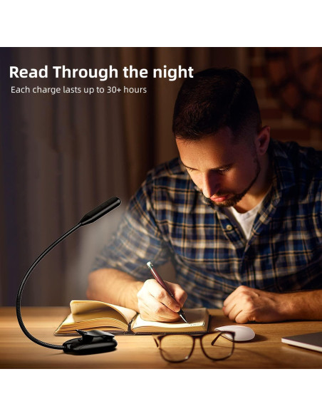 Luz de Libro Recargable Yixinyuan A05, 60 Horas, 9 Brillos