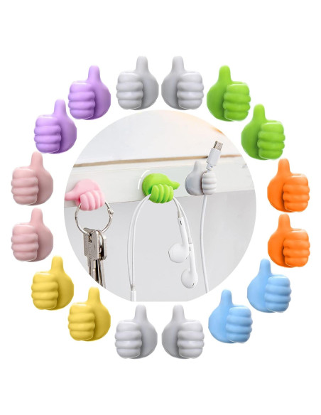 16 Ganchos Adhesivos de Silicona AELITOK para Cables y Llaves