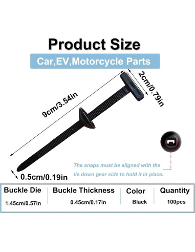 100 Bridas de Nylon Universal Autolock para Automóviles