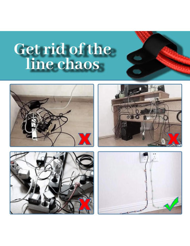 Kit 120 Clips de Cable Nylon Negro Glarks Tipo R 10mm con Tornillos