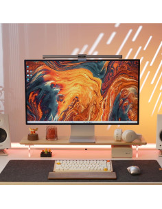 Soporte Elevador de Monitor ROCDEER de Bambú y Acrílico 80x20cm 2