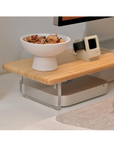 Soporte Elevador de Monitor ROCDEER de Bambú y Acrílico 80x20cm