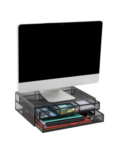 Soporte para Monitor Mind Reader con Cajones, Negro, 40x29.8x11.4 cm