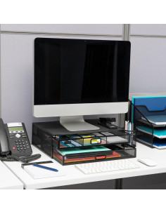 Soporte para Monitor Mind Reader con Cajones, Negro, 40x29.8x11.4 cm 2