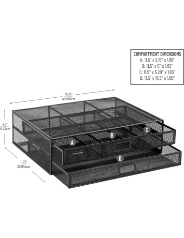 Soporte para Monitor Mind Reader con Cajones, Negro, 40x29.8x11.4 cm