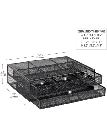 Soporte para Monitor Mind Reader con Cajones, Negro, 40x29.8x11.4 cm