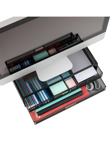 Soporte para Monitor Mind Reader con Cajones, Negro, 40x29.8x11.4 cm