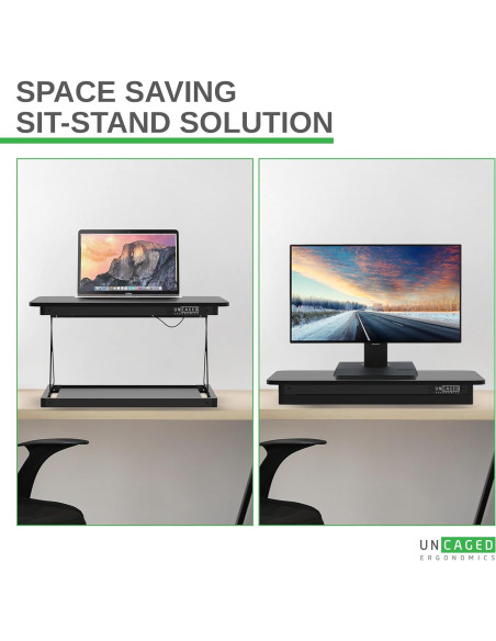 Convertidor de Escritorio Elevable Uncaged Ergonomics Negro 69.85x49.53 cm