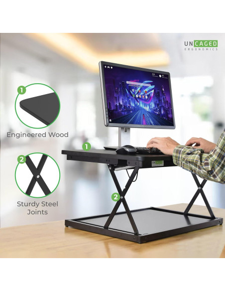 Convertidor de Escritorio Elevable Uncaged Ergonomics Negro 69.85x49.53 cm