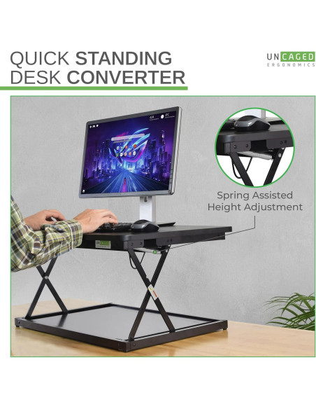 Convertidor de Escritorio Elevable Uncaged Ergonomics Negro 69.85x49.53 cm