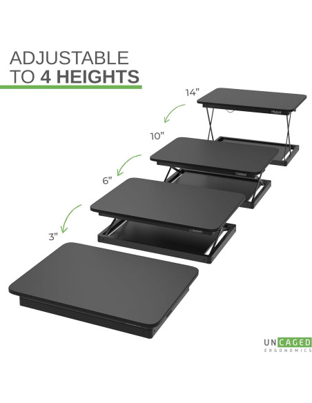 Convertidor de Escritorio Elevable Uncaged Ergonomics Negro 69.85x49.53 cm