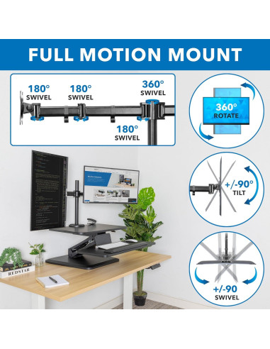 Elevador de Escritorio de Pie Mount-It! Ajustable Doble Monitor