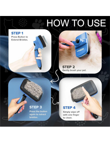 Cepillo Autolimpiante LILISAM para Perros y Gatos - Azul