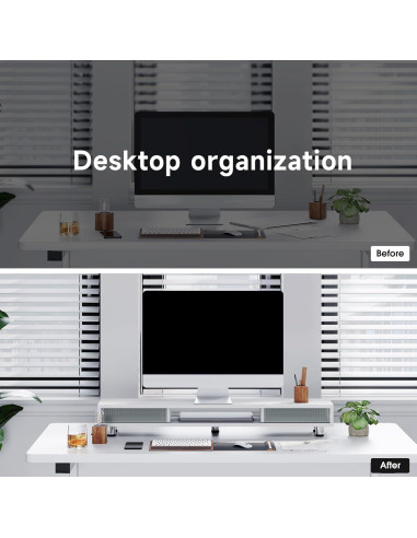 Soporte Doble para Monitor Fenge 108 cm con Cajón y 2 Niveles