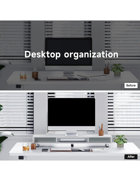 Soporte Doble para Monitor Fenge 108 cm con Cajón y 2 Niveles