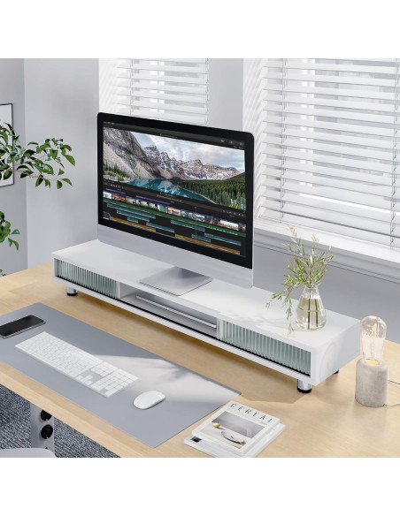 Soporte Doble para Monitor Fenge 108 cm con Cajón y 2 Niveles