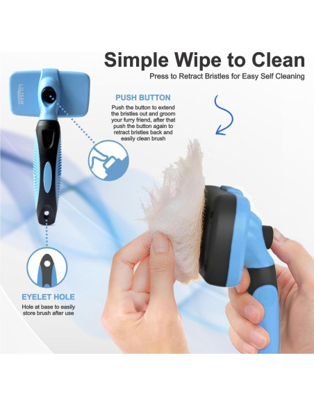 Cepillo Autolimpiante LILISAM para Perros y Gatos - Azul