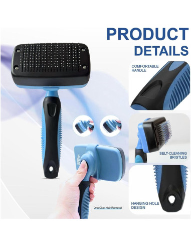 Cepillo Autolimpiante LILISAM para Perros y Gatos - Azul