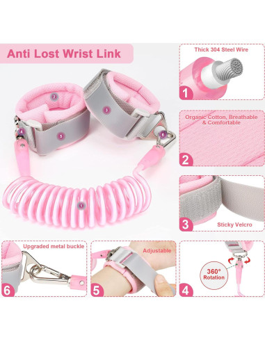 Arnés Antipérdida para Niños Accmor Rosa 3 en 1 Ajustable
