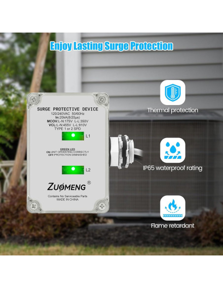 Protector de Sobretensión HVAC Zuomeng 120/240VAC 20kA