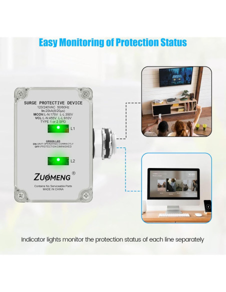 Protector de Sobretensión HVAC Zuomeng 120/240VAC 20kA