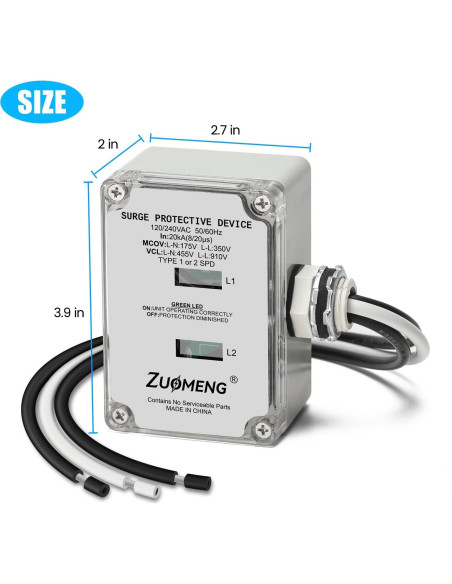 Protector de Sobretensión HVAC Zuomeng 120/240VAC 20kA