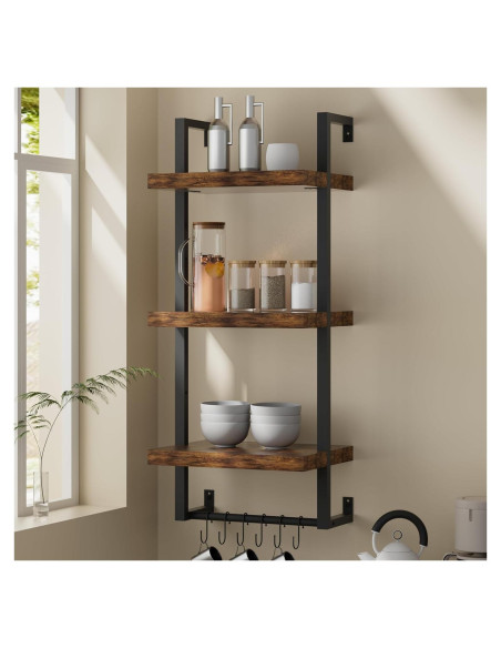 Estante Flotante FUSUNBAO 3 Niveles Madera Antigua 22.68 kg