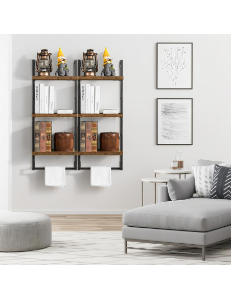Estante Flotante FUSUNBAO 3 Niveles Madera Antigua 22.68 kg