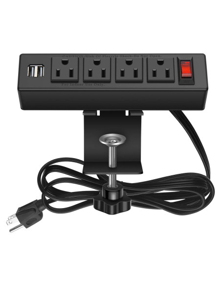 Toma de Corriente de Escritorio HHSOET 4 Salidas AC 2 USB 1.83m