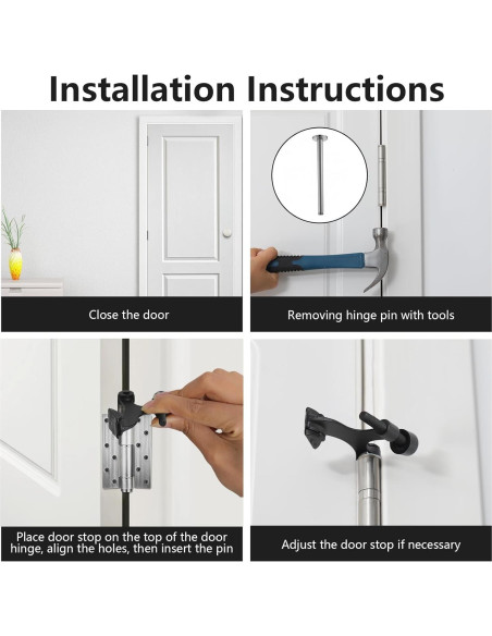 Paradas de Puerta con Pin de Bisagra Home Master 12 Paquetes Negro Mate