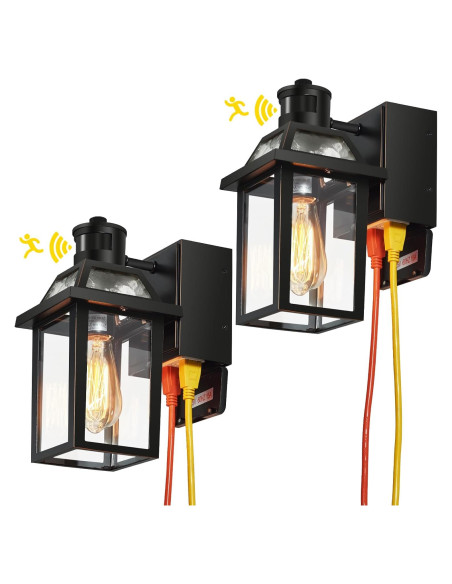 Luces de Porche YISURO con Sensor de Movimiento y Toma GFCI