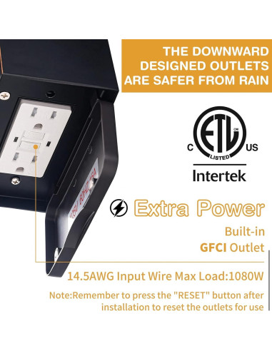 Luces de Porche YISURO con Sensor de Movimiento y Toma GFCI