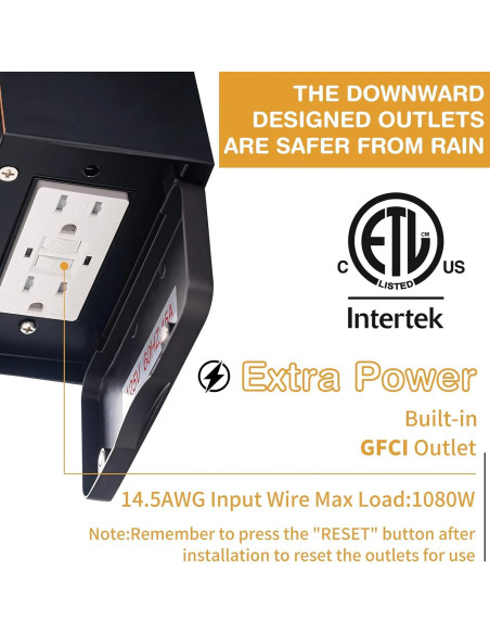 Luces de Porche YISURO con Sensor de Movimiento y Toma GFCI