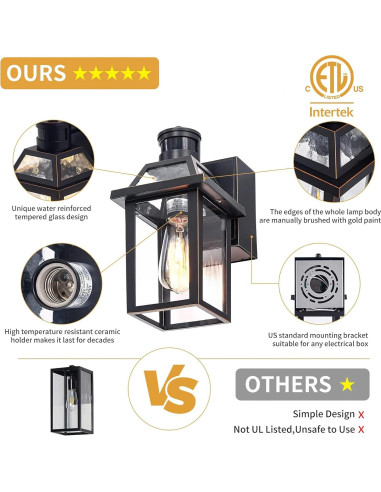 Luces de Porche YISURO con Sensor de Movimiento y Toma GFCI