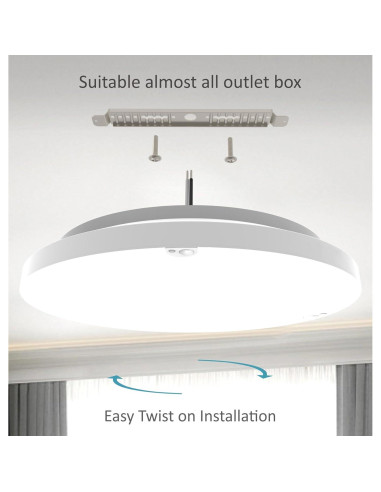 Luz de Techo LED con Sensor de Movimiento Leetdud 18W 1800Lm