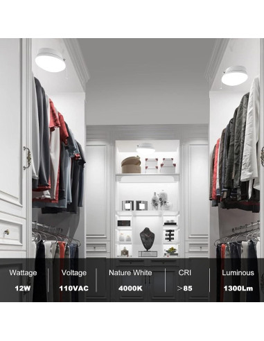 Luz de Techo LED Lightdot 12W 4000K con Cadena de Tirar - 2 Paquete