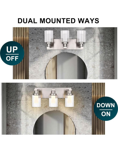 Luz de Espejo de Baño LED 3 Luces WINSHEN Níquel Cepillado