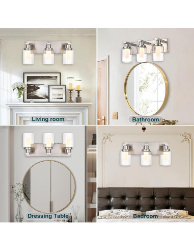 Luz de Espejo de Baño LED 3 Luces WINSHEN Níquel Cepillado