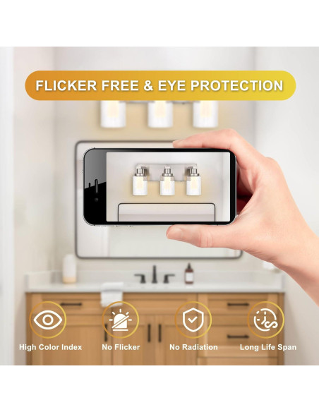 Luz de Espejo de Baño LED 3 Luces WINSHEN Níquel Cepillado