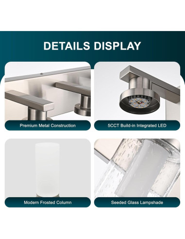 Luz de Espejo de Baño LED 3 Luces WINSHEN Níquel Cepillado