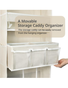 Organizador Colgante para Puerta EZVERY Beige 3 Contenedores 2
