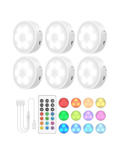 Luces Puck LED GOODEA.fun 6 Piezas RGB Control Remoto