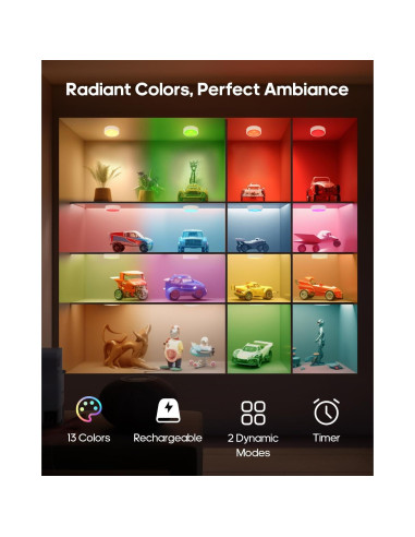 Luces Puck LED GOODEA.fun 6 Piezas RGB Control Remoto