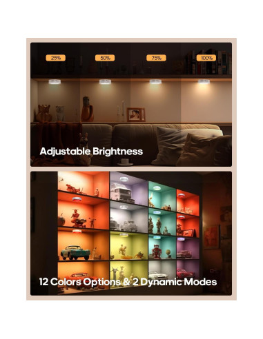 Luces Puck LED GOODEA.fun 6 Piezas RGB Control Remoto