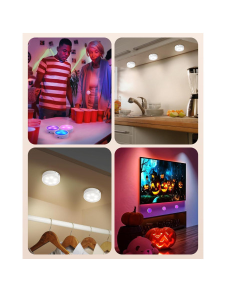 Luces Puck LED GOODEA.fun 6 Piezas RGB Control Remoto