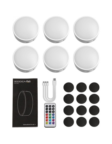 Luces Puck LED GOODEA.fun 6 Piezas RGB Control Remoto